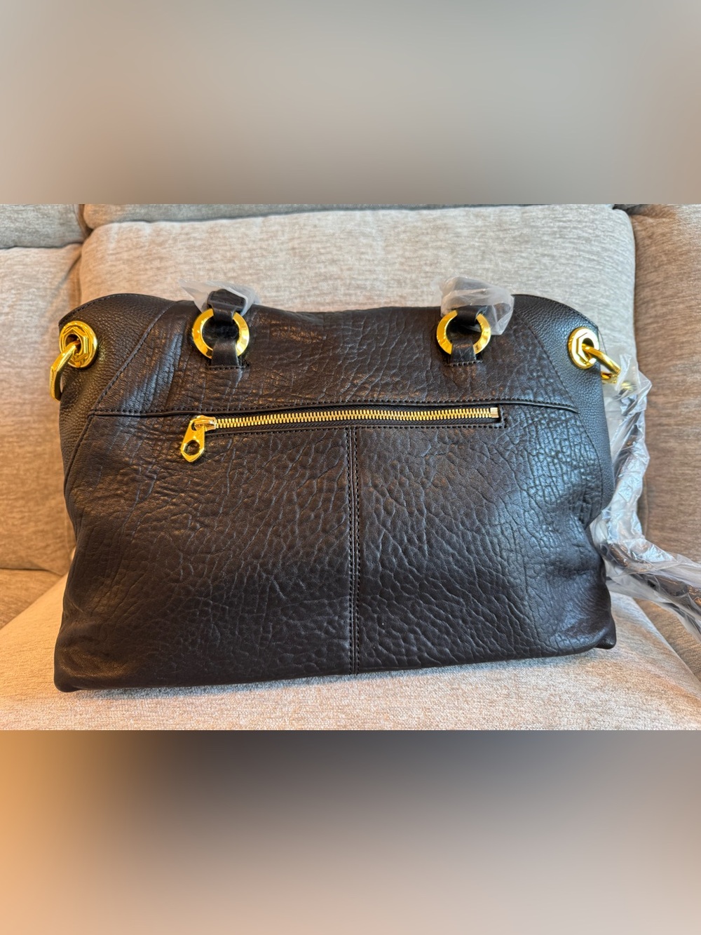 orYANY Kristen Black Lambskin Leather Tassel Satchel Bag - Gold Hardware NWT - Picture 2 of 7